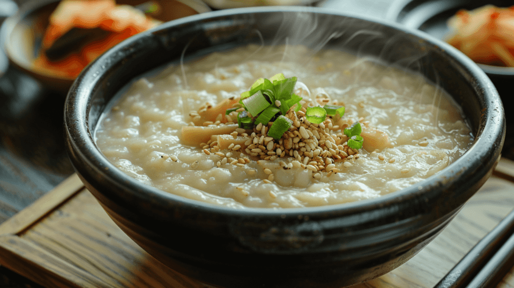 고소한 전복죽이 담긴 그릇