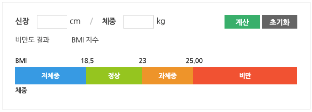 온라인 BMI 계산기를 통한 BMI 계산하기