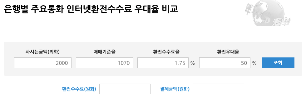 은행별 주요통화 인터넷환전수수료 우대율 비교 